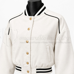 <b>Women</b>’s Cropped <b>Varsity</b> <b>Jacket</b> Custom Letterman Baseball <b>Jacket</b> Ribbed Bomber <b>Jacket</b> OEM ODM Wholesale Manufacturer Supplier - Product Image 6