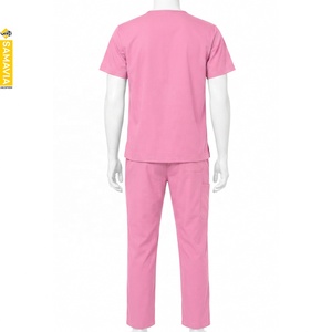 SAMAVIA Medical <b>Scrub</b> Set V Neck Short Sleeve Top Cargo Pants Professional Healthcare Uniform Comfortable Durable Workwear - Product Image 2