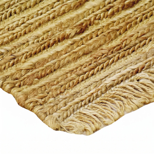 Alfombra DECORDEC de Color Beige Marfil con Textura Floral, Alfombra Orgánica con Bloques en Relieve, Flecos Antideslizantes, Ecológica, Hecha a Mano, Moderna y Gruesa - Product Image 6