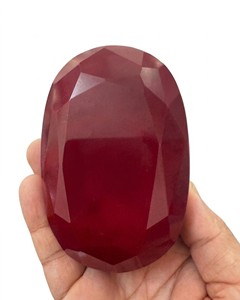 Lot en gros de 5000 carats de rubis chauffés, taille émeraude ovale, cabochon facetté, pierres précieuses naturelles en vrac pour la fabrication de bijoux - Product Image 4