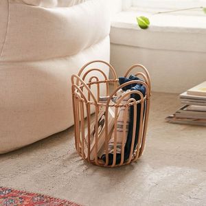 Panier en rotin bohème chic, motif en forme d'arche, fait main, bac de rangement, organisateur tissé naturel pour une décoration d'espace élégante - Product Image 2