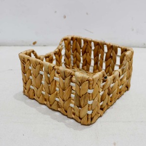 Water Hyacinth Woven Rustic Eco-Friendly <b>Square</b> Storage <b>Basket</b> for Kitchen Home Decor - Product Image 4