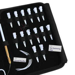 Kit d'outils professionnels pour extensions de cheveux blancs, pince à micro-anneaux, coupe-keratine, aiguilles courbées, ciseaux de coupe - Product Image 3