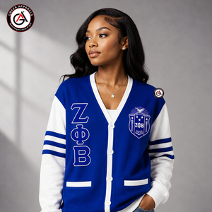 เสื้อคาร์ดิแกนอะคริลิกปักลาย Zeta Phi Beta สำหรับผู้หญิง |   เสื้อคาร์ดิแกนปักลาย ZOB Sorority สำหรับผู้หญิง สไตล์สั่งทำพิเศษ - Product Image 4