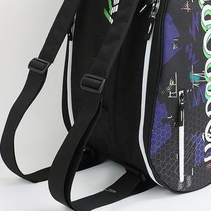 Bolsa Deportiva para Raquetas ZYDAR SPORTS, 30-40L, Poliéster Impermeable, Cierre de Cremallera, Diseño con Patrón Negro, Verde y Azul, para Tenis - Product Image 4