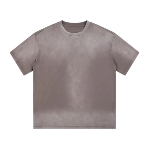 Heavyweight Oversized <b>Acid</b> Wash T Shirt Blank Faded Vintage Cotton <b>Drop</b> Shoulder Tee - Product Image 3