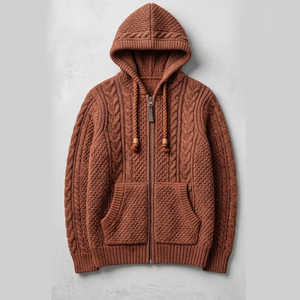 Fashion Forward Regular Fit Slouchy Style Men Knitted Hooded Tops Jersey <b>Fabric</b> Pocket Eco-Friendly 100% Cotton Winter - Product Image 5