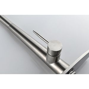 Rubinetto da cucina ad arco alto monocomando con doccetta estraibile, marca Mo, finitura nichel spazzolato, per lavello da cucina con piastra di base - Product Image 6