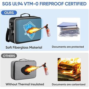 Portable Fireproof Document <b>Box</b> Waterproof <b>File</b> Organize with Lock Fire Proof Document Bag for Documents Storage - Product Image 2