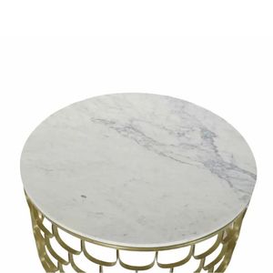 โต๊ะกาแฟสไตล์โมเดิร์น โต๊ะกาแฟสแตนเลสหรูหรา โต๊ะกาแฟโลหะพร้อมท็อปหินอ่อน เฟอร์นิเจอร์สำหรับห้องนั่งเล่น - Product Image 2