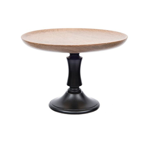 Luxury Round Wooden And Iron Cake Stand With Contemporary Styling For Dessert Presentation - Product Image 3
