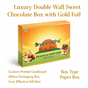 Luxury Double Wall Sweet Chocolate Box with Gold Foil | Custom Printed Cardboard Mithai Packaging Box Cost Effective Gift Box - Product Image 5