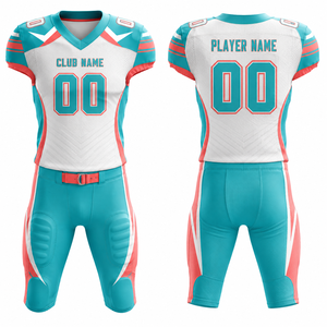 Ensemble de maillot de football américain personnalisé pour hommes Minnesota, imprimé bleu sarcelle et blanc, sublimé, col en V, manches courtes, respirant, uniforme ajusté - Product Image 1