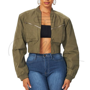 Vestes Courtes Femme Tricotées en Toile à Motif Uni Style Streetwear Hiver Automne Fermeture Éclair Polyester/Coton – Meilleures Ventes - Product Image 3