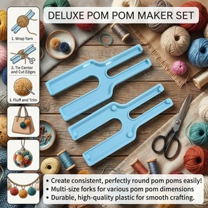 HC0125 Pompom Makers |Portable Plastic Crochet Loom With <b>Needle</b> Round Knitting Kit For Craft Projects - Product Image 2
