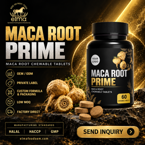 Suplemento de Extracto de Raíz de Maca Halal Elma Food, 60 Tabletas Masticables, Apoyo Energético para Hombres, Metabolismo, Circulación, GMP, HACCP - Product Image 1