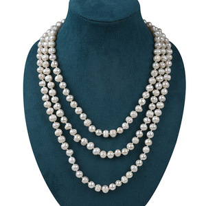 Collier de perles d'eau douce Zhuji 160 cm 8-9 mm, chaîne longue polyvalente pour pull, élégant et tendance - Product Image 1