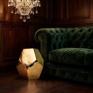Hot Sale Original design Indonesia Made Teak Mahogany Sungkai Wooded Solid Hollow Gold Paper Finished Living Bathroom <b>Stools</b> - Product Image 1