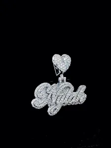 Pendentif personnalisé en moissanite, bijoux hip-hop en argent sterling sertis de pierres, cadeau pour lui - Product Image 2