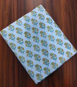 Tela de algodón Sanaganeri de Jaipur con estampado a mano, tela india para vestidos, proveedor mayorista de telas. - Product Image 2