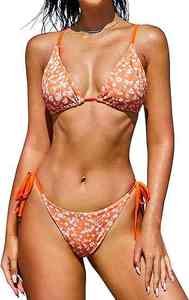 Traje de Baño Bikini Triangular Tejido para Mujer 2026, Conjunto de Dos Piezas con Estampado Floral, Sujetador Push-Up, Logotipo Frontal, Ecológico - Product Image 2