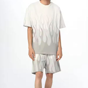 Nouveautés été, ensemble t-shirt et short pour homme grande taille vintage 2 pièces, personnalisable, coton/polyester, respirant, séchage rapide - Product Image 1