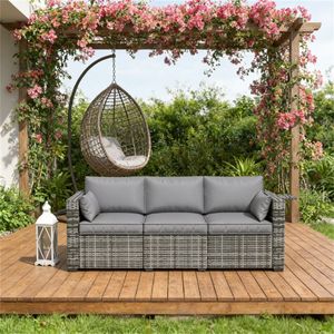 Divano da Esterno in Salice Grigio Misto per Giardino, Terrazze e Cortili, Doppia Seduta - Product Image 1