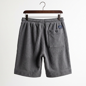 <b>Brown</b> <b>Men's</b> Solid Cotton Terry Mid-Waist <b>Cargo</b> Shorts with Front Logo Drawstring Closure and Pockets for Casual Gym Use - Product Image 2