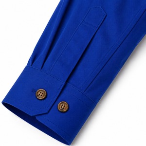 Camisa FR de Manga Larga de Algodón Azul Liso 2026 con Bolsillos en el Pecho, Transpirable, Ajuste Regular, Unisex, Ropa de Trabajo, Cuello Camisero, Serigrafía - Product Image 5