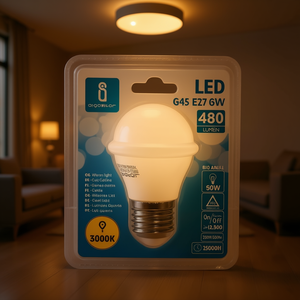 หลอดไฟ LED G45 E27 6W 3000K แสงวอร์มไวท์ 480Lm เทียบเท่า 50W อายุการใช้งาน 25000 ชม. - Product Image 3