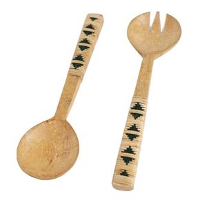 Juego de Servidores de Ensalada de Madera de Alta Calidad, Color Natural, Apto para Alimentos, con Mango Sostenible, para Uso en el Hogar y en Hoteles - Product Image 1