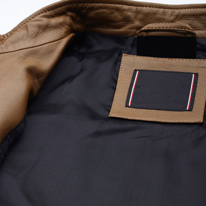 Veste en cuir pour homme personnalisée en cuir de mouton avec détails matelassés, ajustable, couleur unie, fermeture éclair, service OEM. - Product Image 6