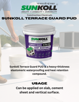 SUNKOLL TERRACE PUD Solution d'étanchéité polyuréthane ultra-résistante à l'humidité, revêtement liquide, fibres acryliques nano, brosse pour toiture