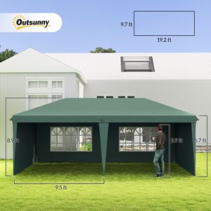 Tenda Pop-up Verde 3x6 Metri con 4 Pareti Laterali Rimovibili, Gazebo per Matrimoni ed Eventi con Borsa per il Trasporto - Product Image 3
