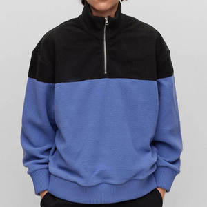 Offre Spéciale – Sweat-shirts à Col Roulé Bicolores avec Demi-Zip, Personnalisables en Polaire Grande Taille, à Épaules Tombantes et Capuche avec Zip Court - Product Image 1