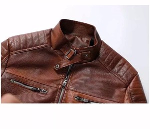 Custom High Quality <b>Men's</b> Full Sleeves Leather <b>Jacket</b> Street Wear with Stand Collar <b>Thin</b> Sheep Skin <b>Man</b> <b>Jackets</b>, <b>Jacket</b> for <b>Man</b> - Product Image 4