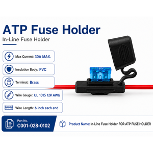 Portafusibles en Línea para Fusibles ATP |   Automotriz |   Piezas PTT |   Terminal de Latón con Cuerpo de PVC de 30A Máx., Cable UL1015 de 12 AWG - Product Image 5