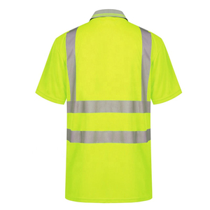 Hi Vis Men's Long Sleeve <b>Polo</b> Shirt Reflective Safety Workwear <b>Orange</b> Black Knitted Polyester Casual Plus Size - Product Image 2