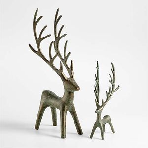 Décorations de Noël modernes en métal en forme de rennes, ensemble de 2 ornements faits à la main, finition noire - Product Image 2