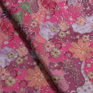 Premium position print with embroidery fabric is a modern textile designed for stylish fashion and <b>garment</b> collections This fabr - Product Image 1