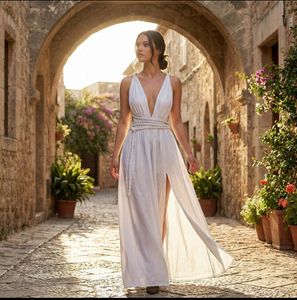 Vestido Maxi sin Espalda de Algodón, Estilo Griego, para Playa, Verano, Invitada de Boda, Cóctel, Fiesta, Regalo de Cumpleaños - Product Image 1