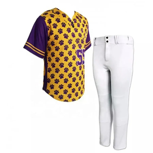 Ensemble de maillots de baseball personnalisés OEM sublimés pour hommes, impression personnalisée, manches courtes, 100 % polyester, pantalon respirant, coupe classique - Product Image 5