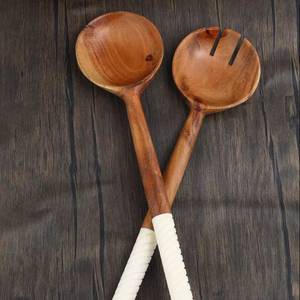 Cuillère à salade de haute qualité avec manche en os, cuillère à salade en bois, cuillère à salade en os, outils à salade au prix de gros d'usine - Product Image 1