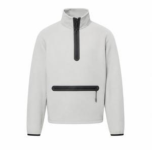 Sudadera Blanca de Último Diseño con Cierre Negro, Sudadera de Forro Polar Técnico para Hombre, Sudadera con Cierre de Cremallera, Bolsillo en el Pecho, Transpirable - Product Image 1