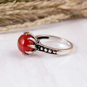 Bijou artisanal en argent sterling 925 avec cornaline orange naturelle, serti clos, style vintage, délicat, pour mariage et soirée, cadeau unisexe - Product Image 3