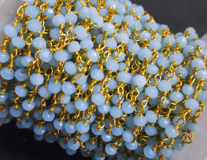 Conjunto de Collar de Cuentas Azul Claro Estilo Aguamarina con Cadena Dorada, Joyería Minimalista en Capas, Venta al por Mayor - Product Image 1