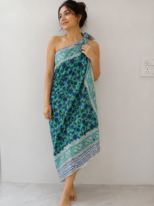 Indian Manufacturer Export Jaipuri Style Handmade 100% Cotton Sarong Boho Scarf Floral Beachwear Quick Dry Breathable - Product Image 3