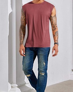 Débardeurs sans manches pour hommes, col rond, décontractés, pour la gym et l'entraînement, respirants, séchage rapide, coupe ajustée, 100 % coton tricoté - Product Image 4