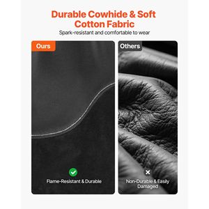 Maniche Protettive per Saldatura Resistenti alle Fiamme, in Pelle Bovina e Cotone FR, Protezione per Braccia da Uomo - Product Image 3