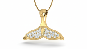 จี้หางนางเงือก/หางวาฬสำหรับผู้หญิง ทำจากทอง 14K และเพชรแท้ |   0.22 กะรัต |   เครื่องประดับคุณภาพสูง มีบริการสั่งซื้อจำนวนมาก - Product Image 4